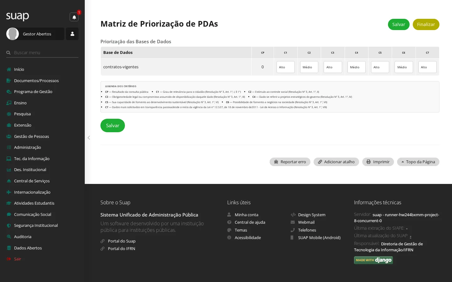 Matriz preenchida