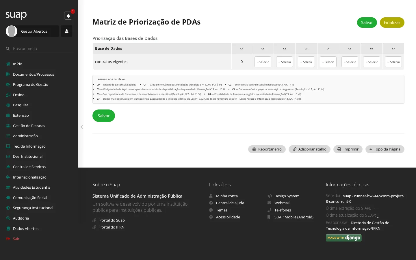 Matriz de priorização em branco