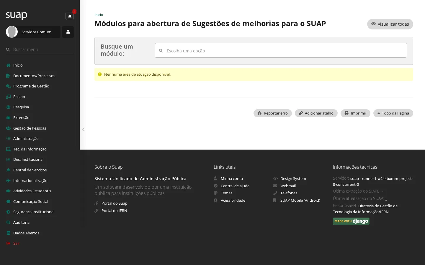 Área indisponível para o público desmarcado
